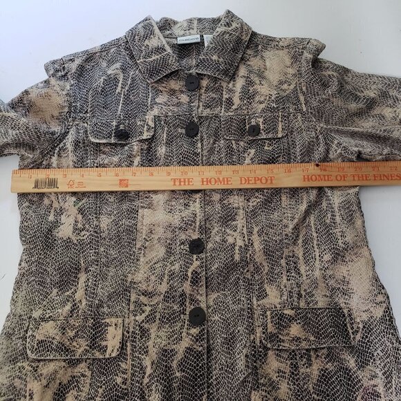 Chicos 2 Snakeskin Jacket Lightweight Metallic Linen Blend Womens Large - Picture 8 of 9